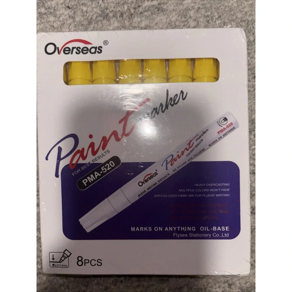 Yellow Paint Pen Permanent Paint Markers - 8 Oil Based Paint Pens, Medium Tip,